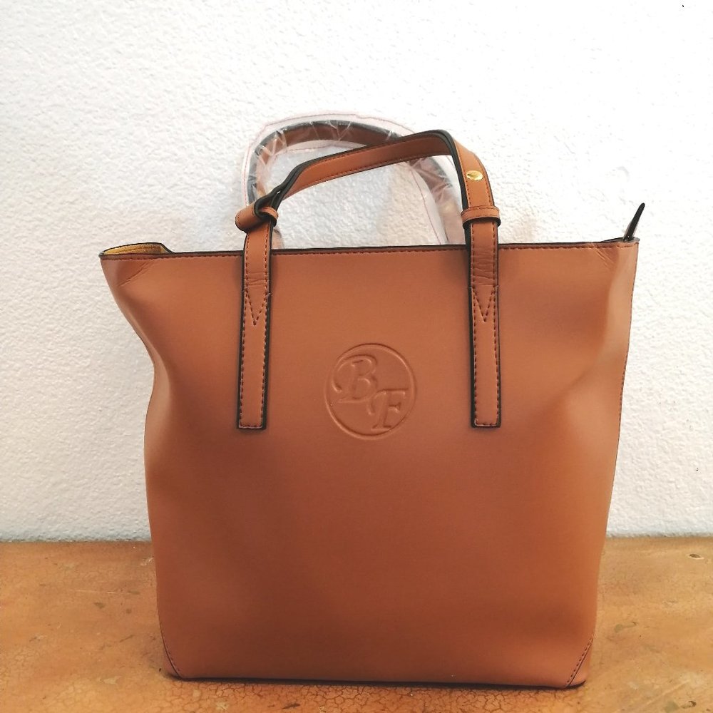 Ladies Tote Bag Imported PU Leather with Long Adjustable Straps Tan Color NEW